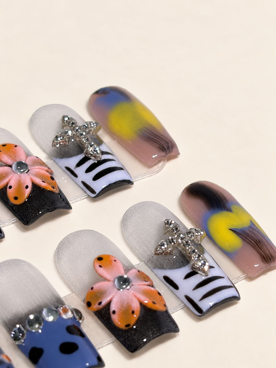 Additional view of Haunted Wildflower blue floral press-on nails