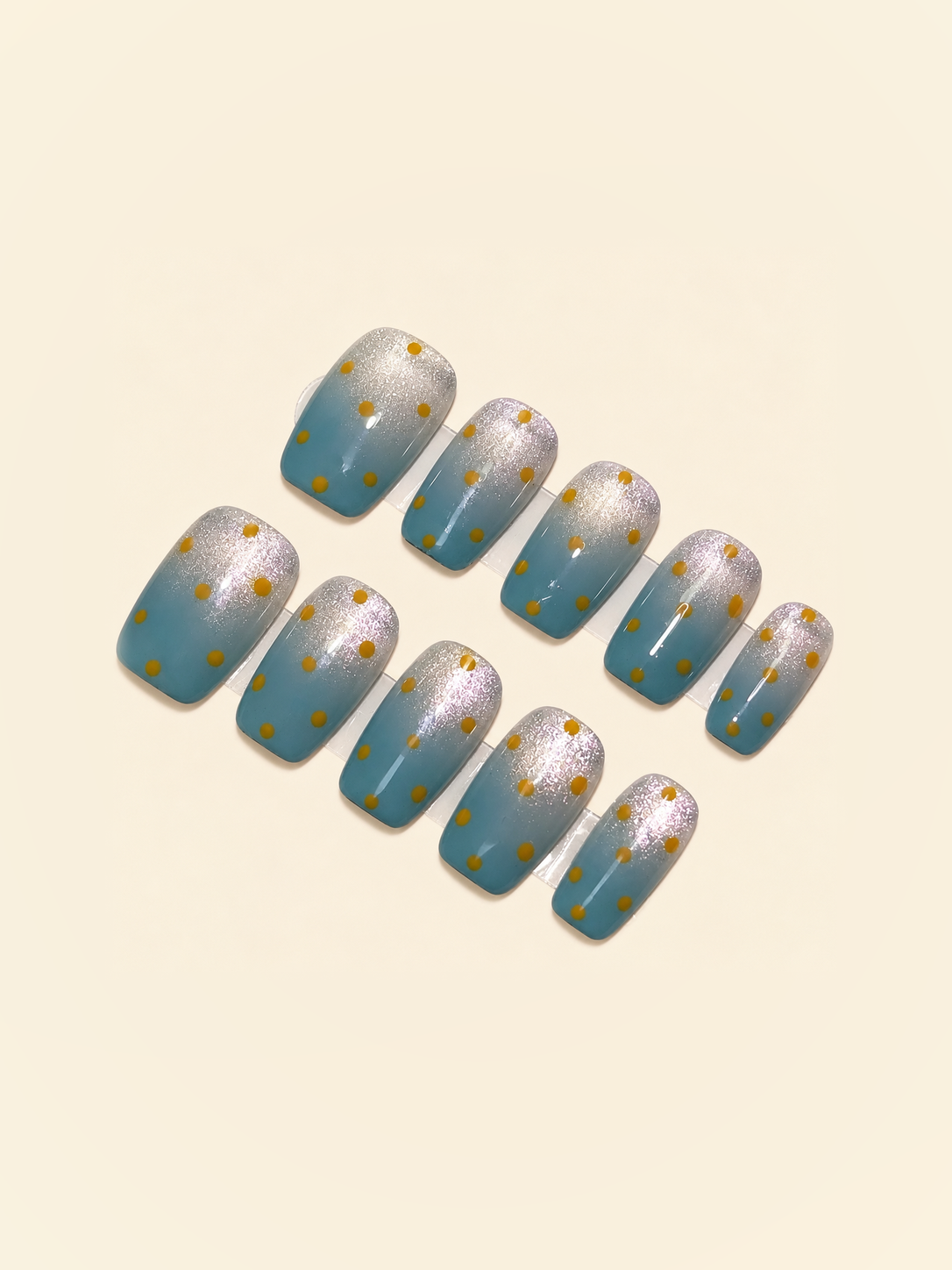 Dappled Sky | Handmade Blue Polka Dot Press-On Nails