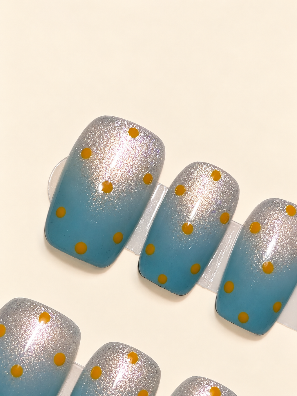 Dappled Sky | Handmade Blue Polka Dot Press-On Nails