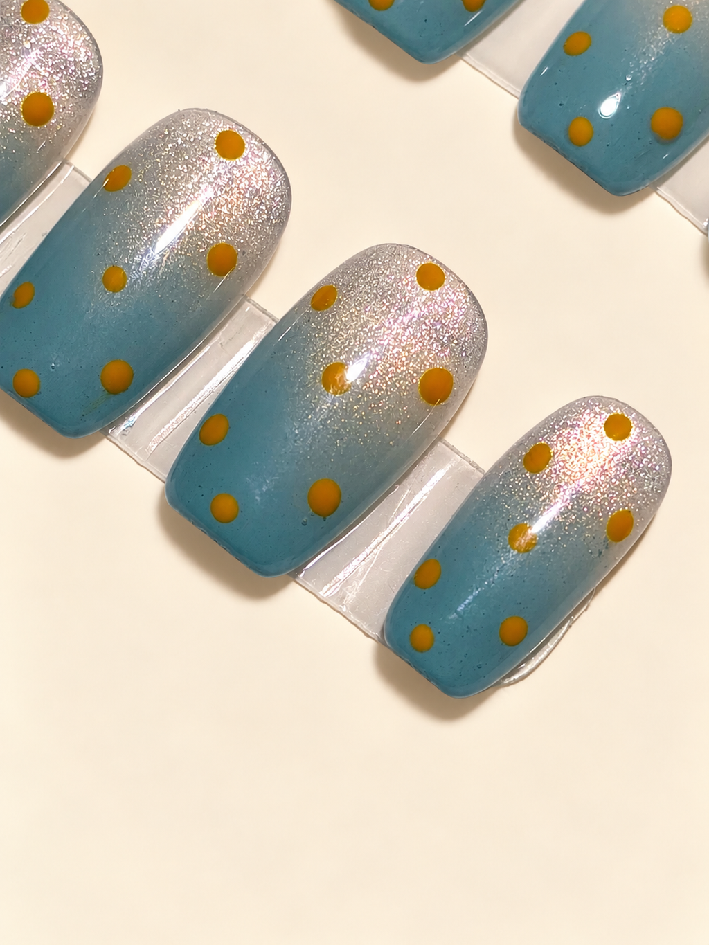 Dappled Sky | Handmade Blue Polka Dot Press-On Nails