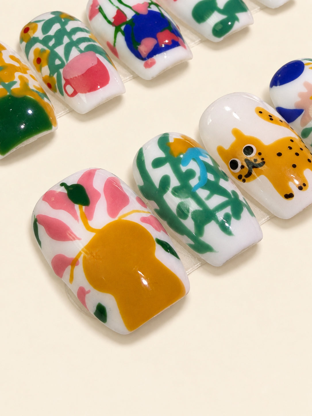 Hand-Painted Garden Handmade Press-On Nails