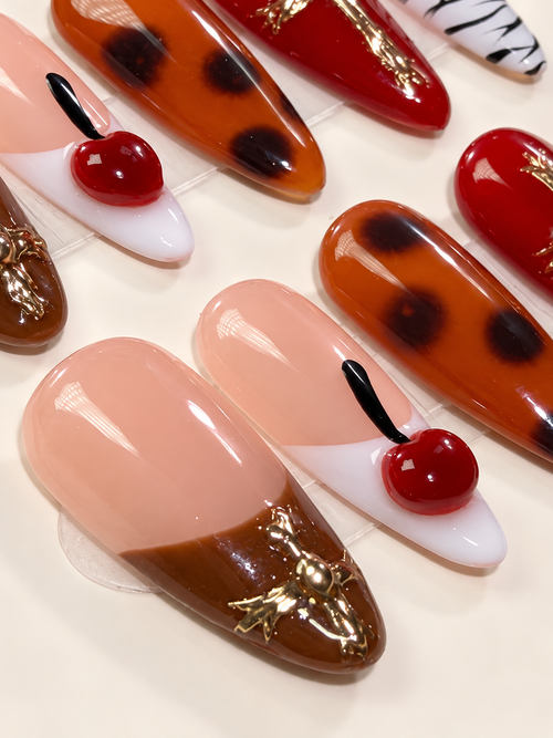 Crimson Instinct | Handmade Animal Print Press-On Nails | OVANA